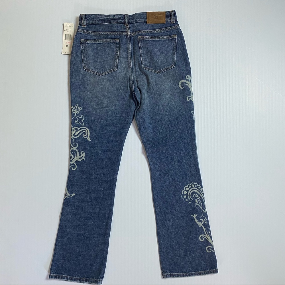 ⭐️HP⭐️ NEW Petite RALPH LAUREN INDIGO GROTTO PAISLEY SCROLL DESIGNER JEANS 2P - Picture 4 of 12